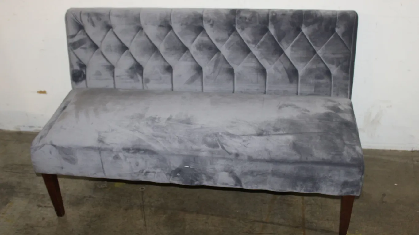 Tufted Armless Gray Settee