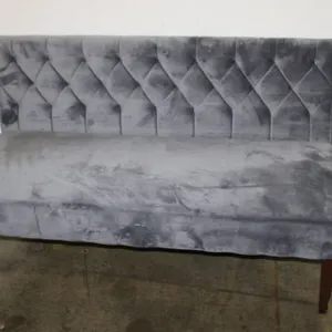 Tufted Armless Gray Settee