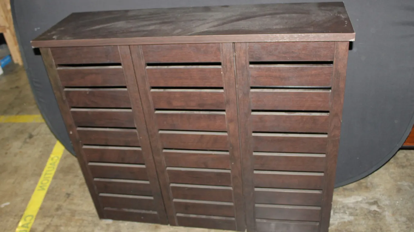 Slatted Wood Console Cabinet