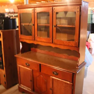 Colonial Maple China Hutch & Buffet