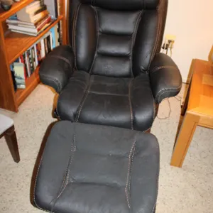 Leather Recliner & Ottoman