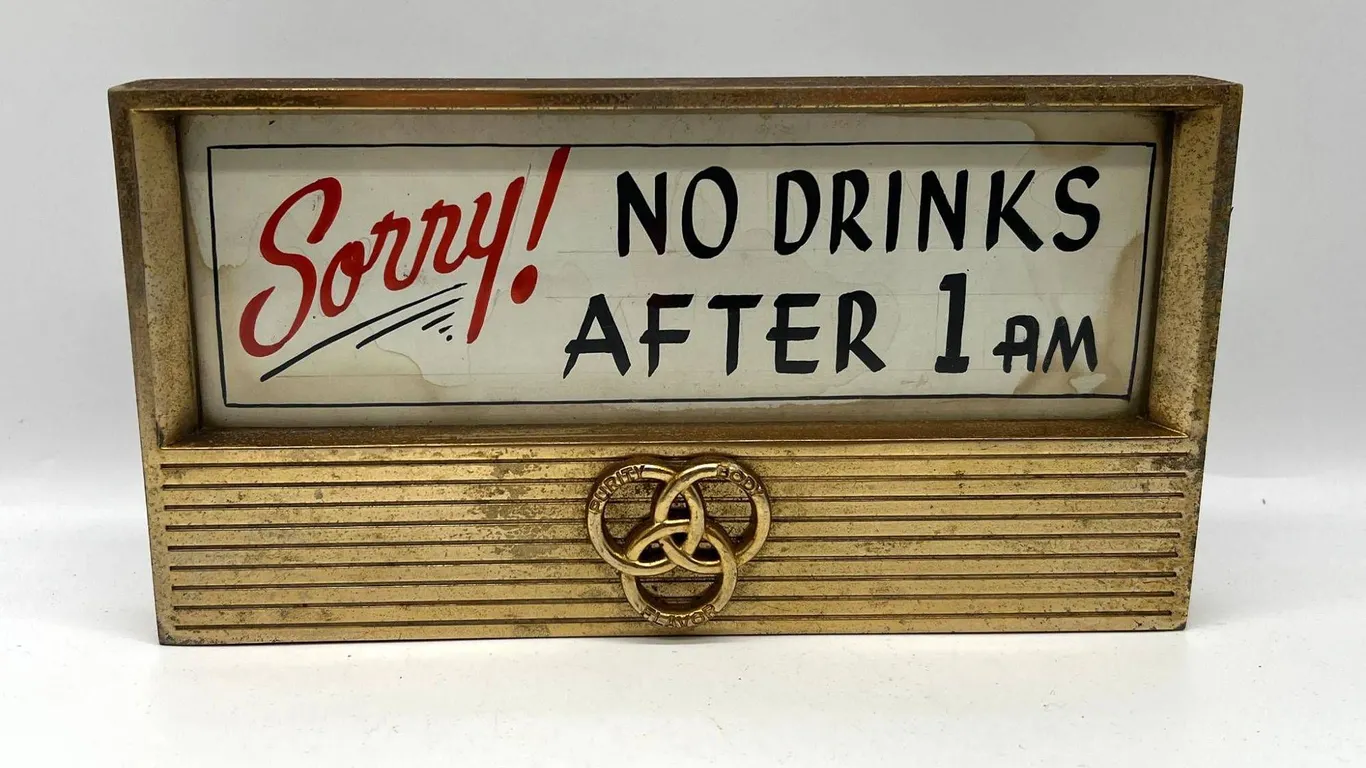 Ballentines Beer Sign With No Drinks After 1AM