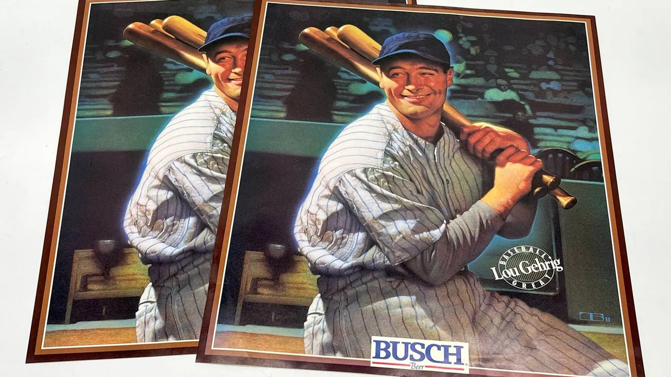 1989 Anheuser-Busch Lou Gehrig Beer Posters (2)