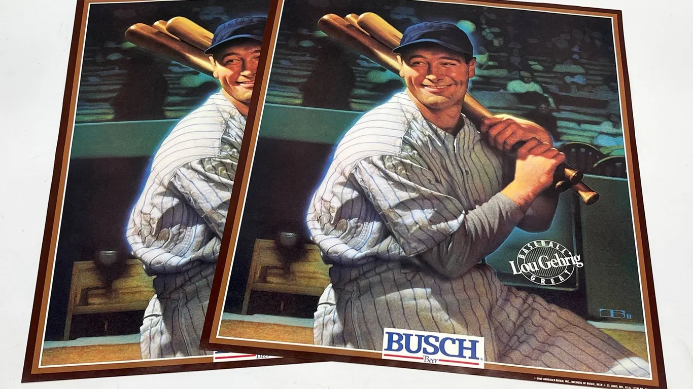 1989 Busch Beer Lou Gehrig Posters, New Old Stock