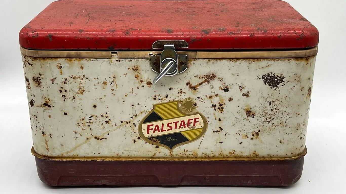 Thermos Metal Falstaff Beer Cooler with Red Lid