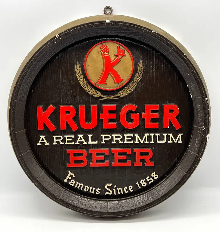 Krueger Beer Sign Barrel Plaque