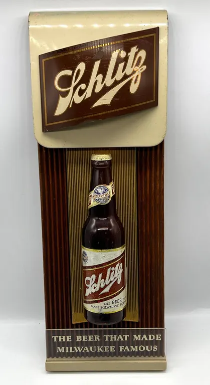 Schlitz Beer Advertising Wall Sign Featuring Bottle Display