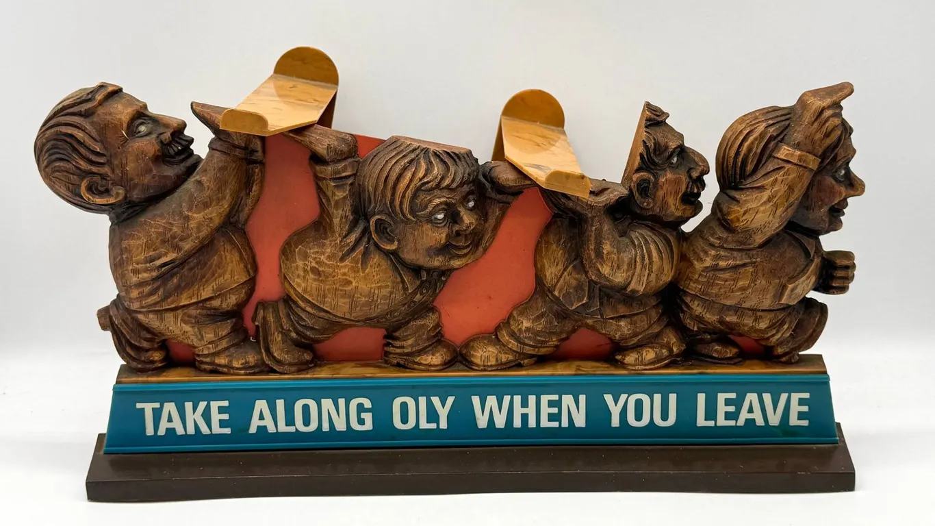 Olympia Beer Display with Carved Figures