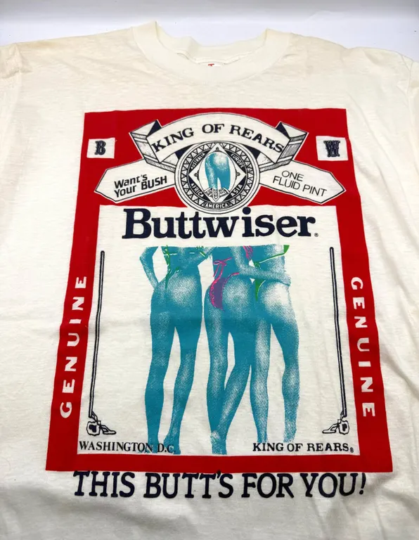 Vintage Buttwiser Parody Beer T-Shirt, Shoehills, Large