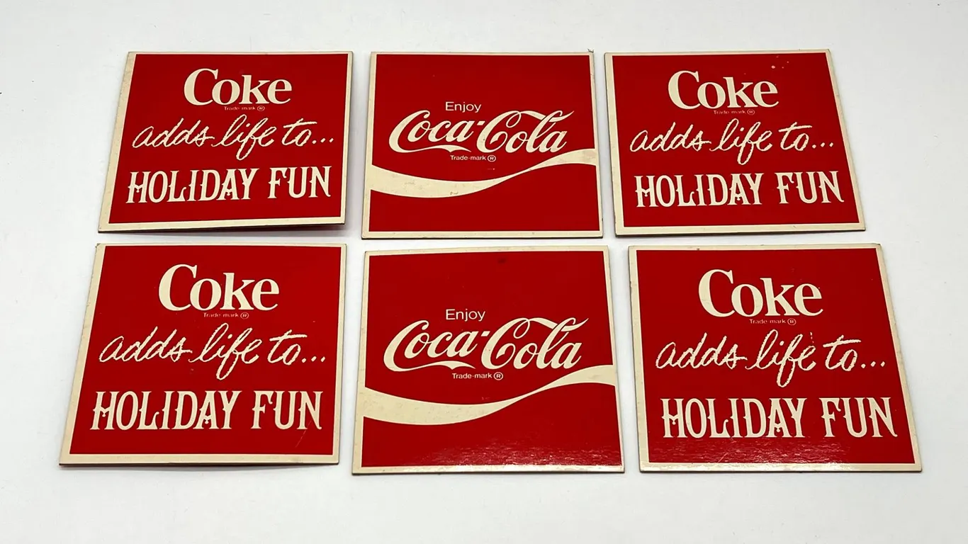 6 Coke Advertising Square Coasters