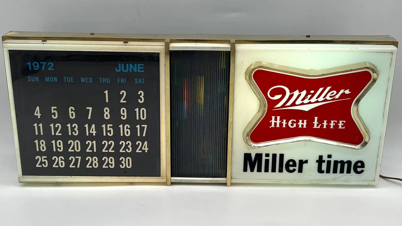 Miller High Life Beer Light Calendar Sign