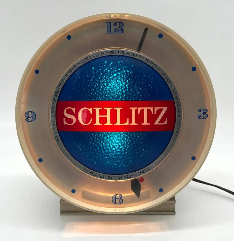 Schlitz Brewing Co. Beer Lighted Clock