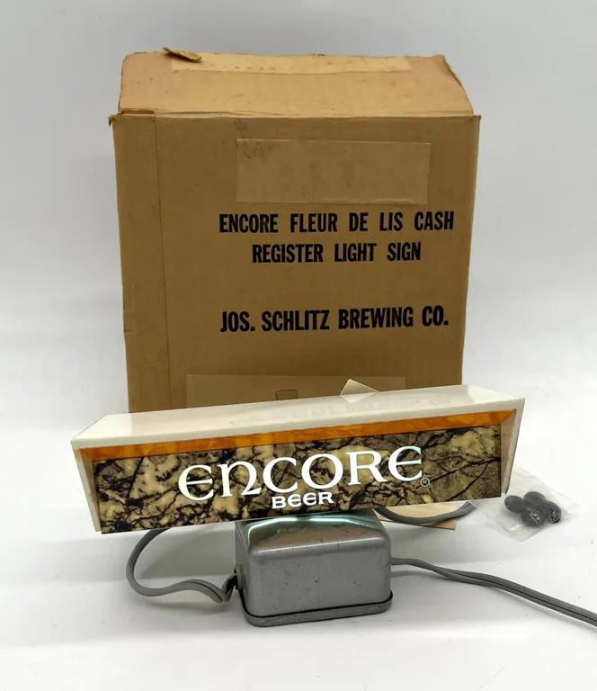 Encore Beer Cash Register Light Sign NOS with Box