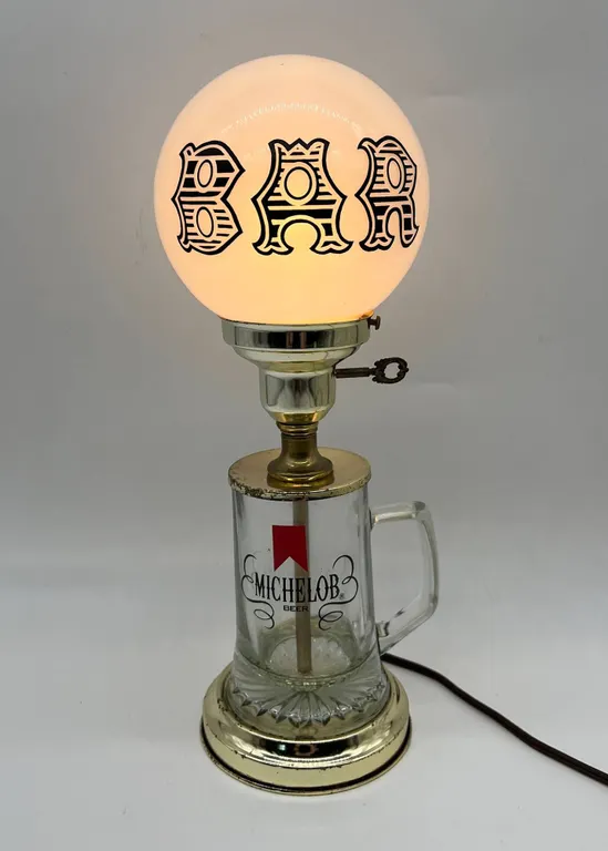 Michelob Beer Mug Table Lamp with Bar Globe Shade