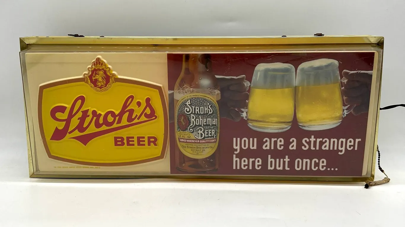 Stroh's Beer Lighted Bar Sign