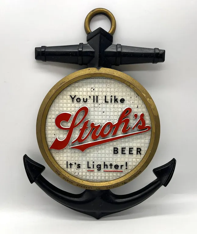 Stroh's Beer Anchor-Shaped Advertising Sign