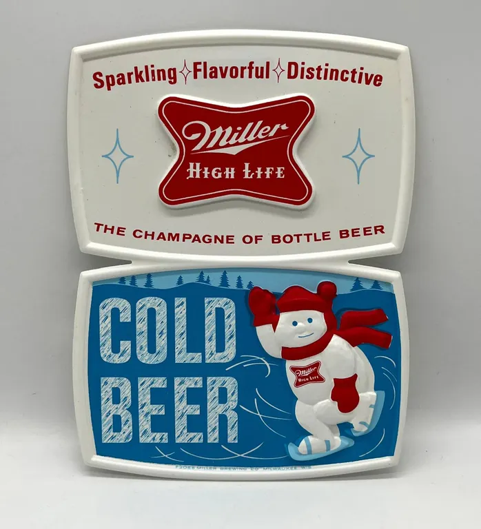 Miller High Life Cold Beer Embossed Plastic Sign