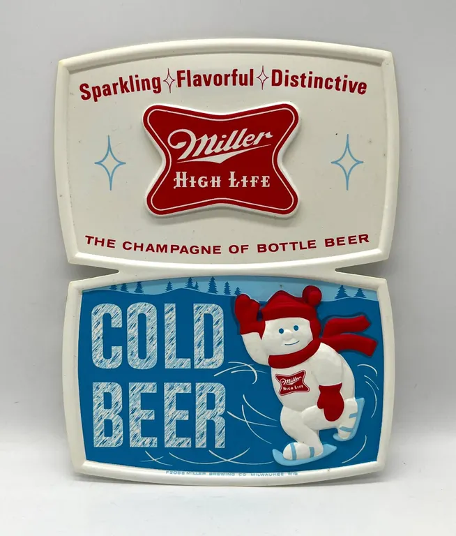 Miller High Life Cold Beer New Old Stock Advertising Sign