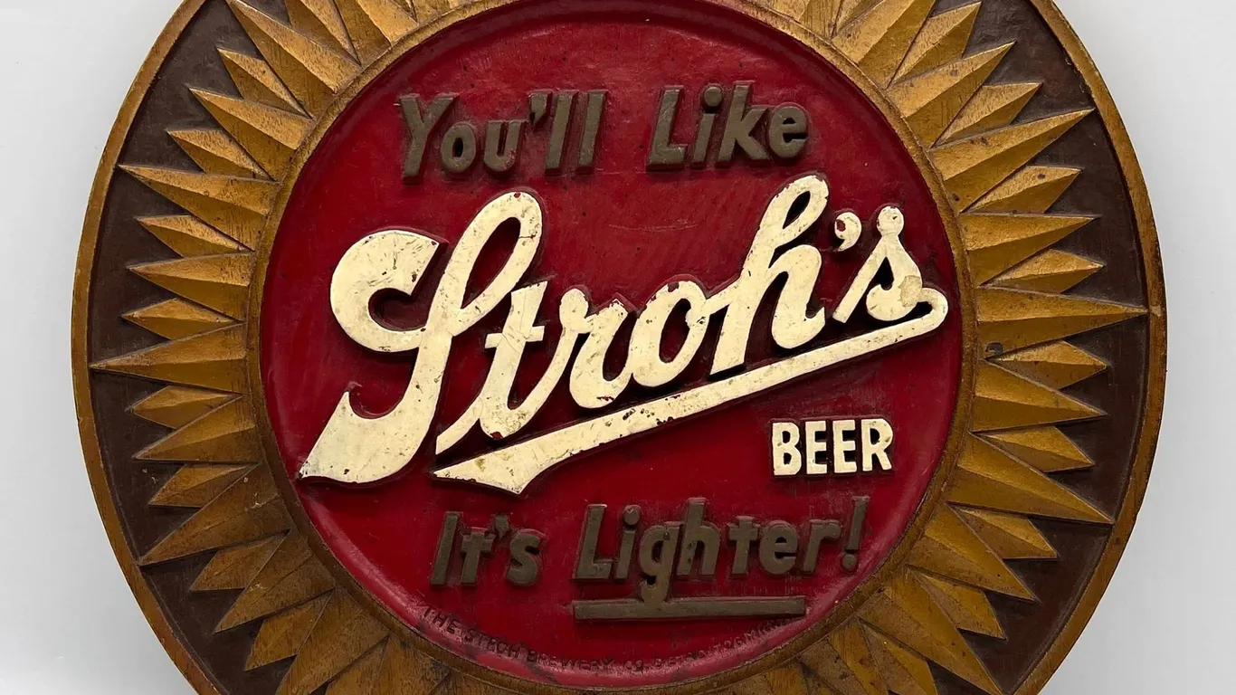 Stroh's Wooden Beer Advertising Sign