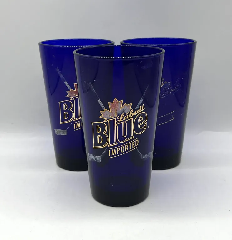 Labatt Blue Imported Cobalt Beer Glasses, Set of 3