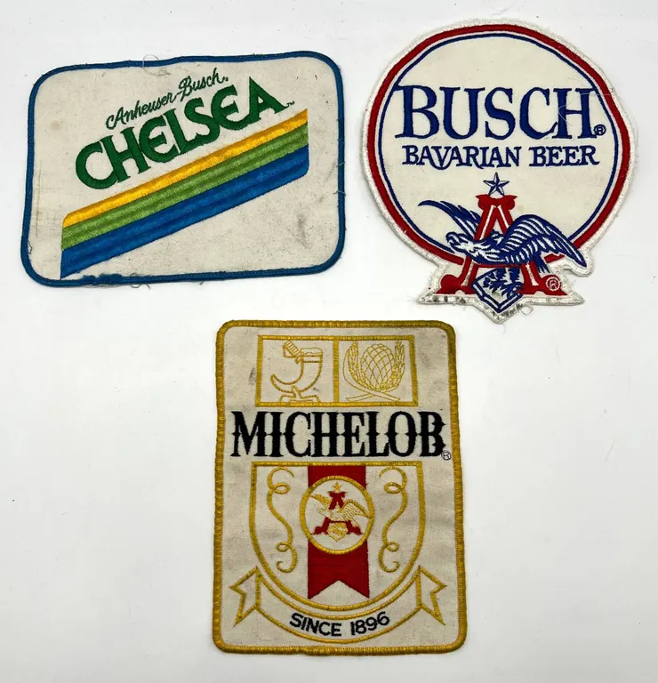 Three Large Beer Brand Fabric Patches