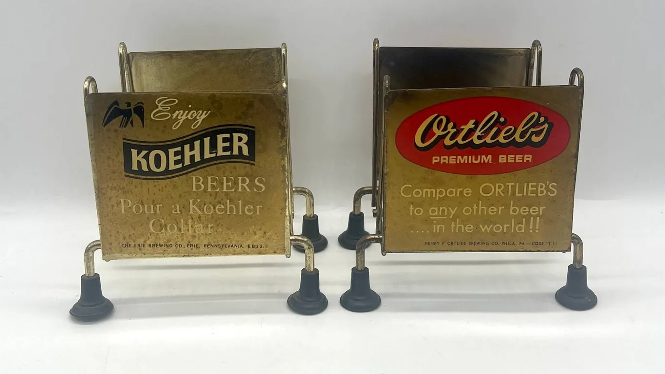 Metal Beer Napkin Holders for Koehler and Ortlieb's