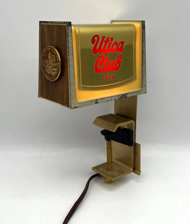 Utica Club Beer Lighted Bar Clamp Sign