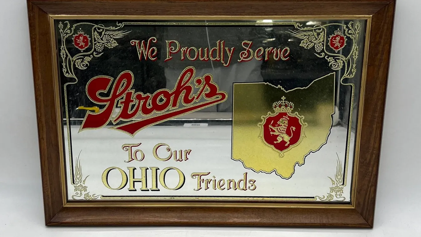 Stroh's Ohio Beer Mirror, New Old Stock