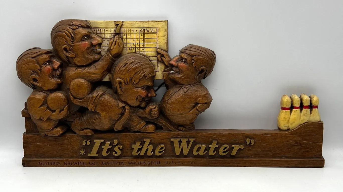 Olympia Beer "It's the Water" Bowling Sign