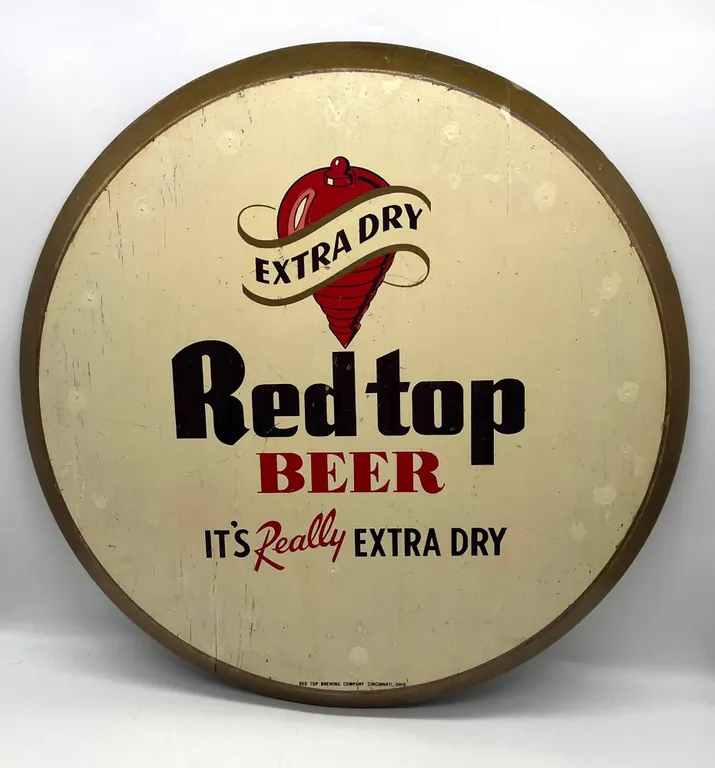 Wooden Red Top Beer Advertising Sign