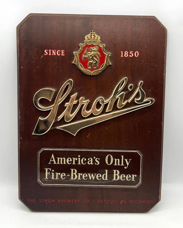 Stroh's Wooden Beer Advertising Sign