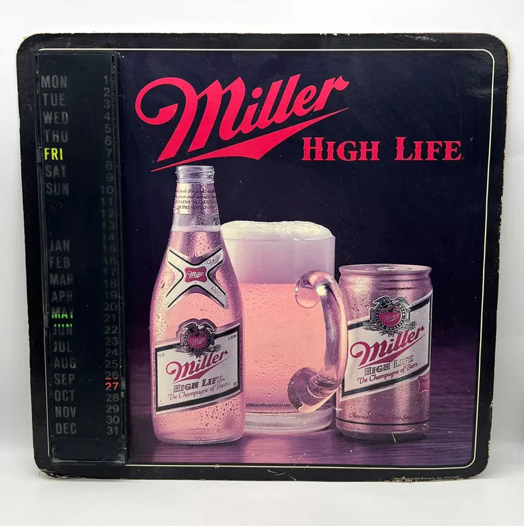 Miller High Life Beer Sign Perpetual Calendar