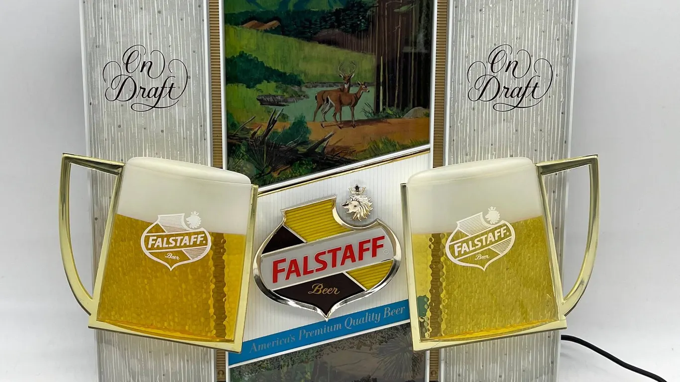 Falstaff Beer Lighted Bar Sign with Mugs