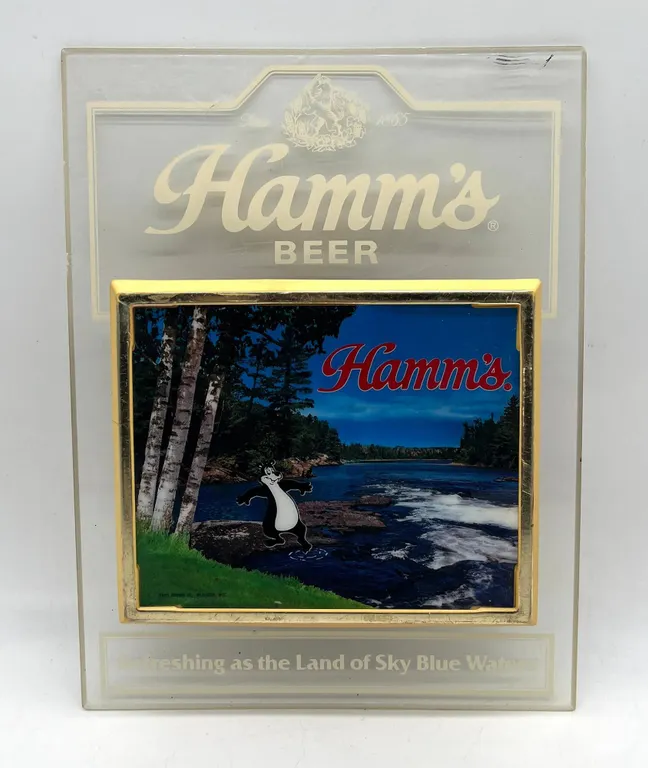 Hamm's Beer Light Sign with Bear Scene