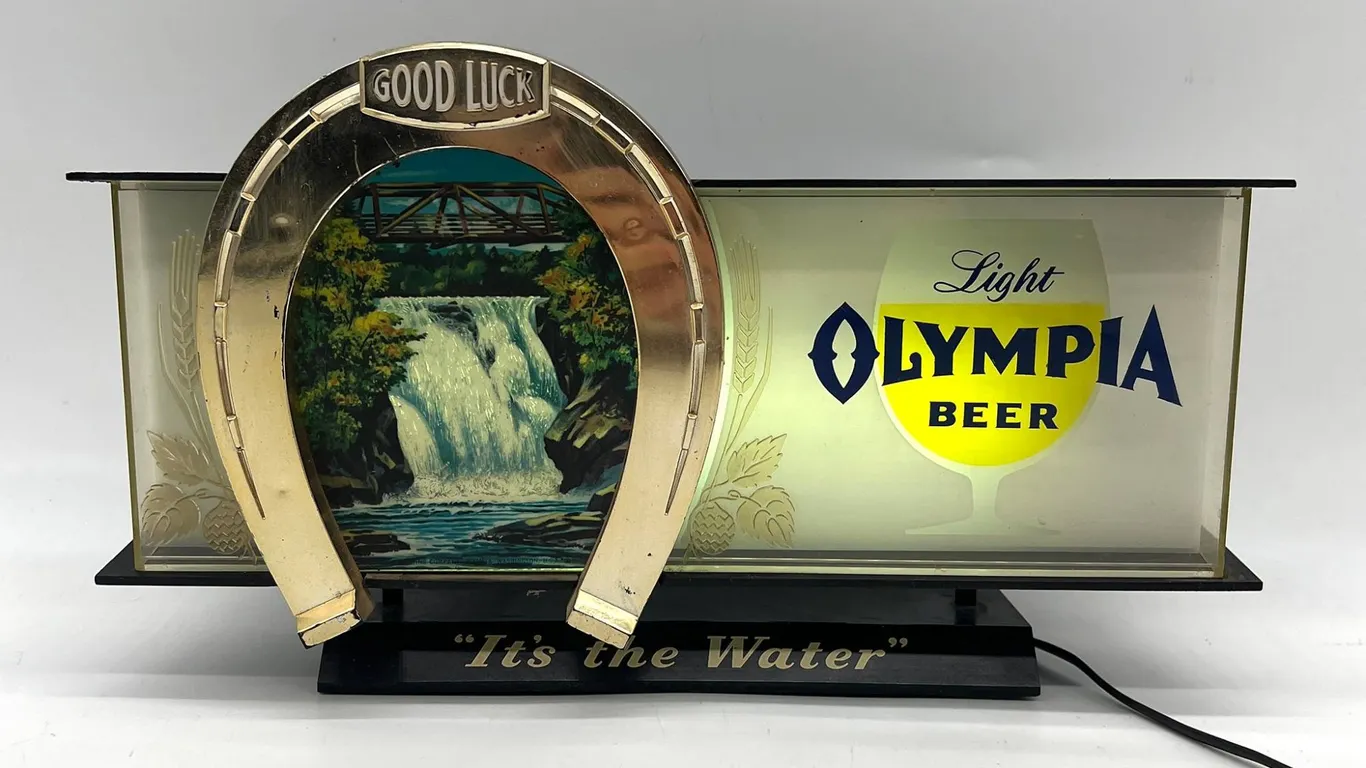 Olympia Beer Light Up Sign with Horseshoe