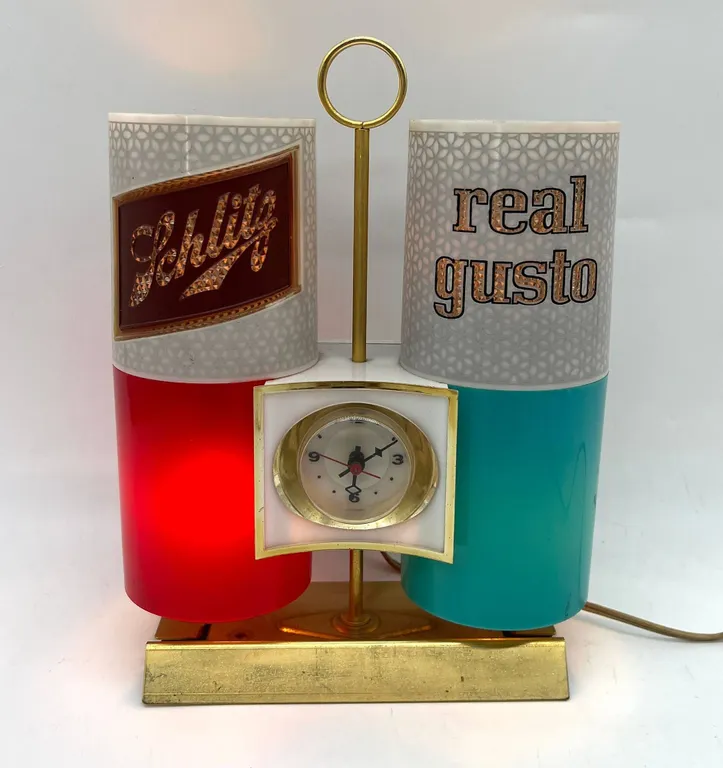Schlitz Beer Light with Clock and Bar Display