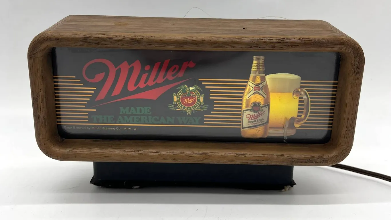 Miller Beer Lighted Sign with Wood Frame
