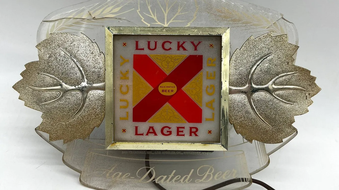 Lucky Lager Beer Light with Leaf Motif