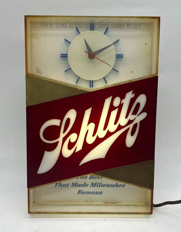 Schlitz Beer Lighted Wall Clock Sign