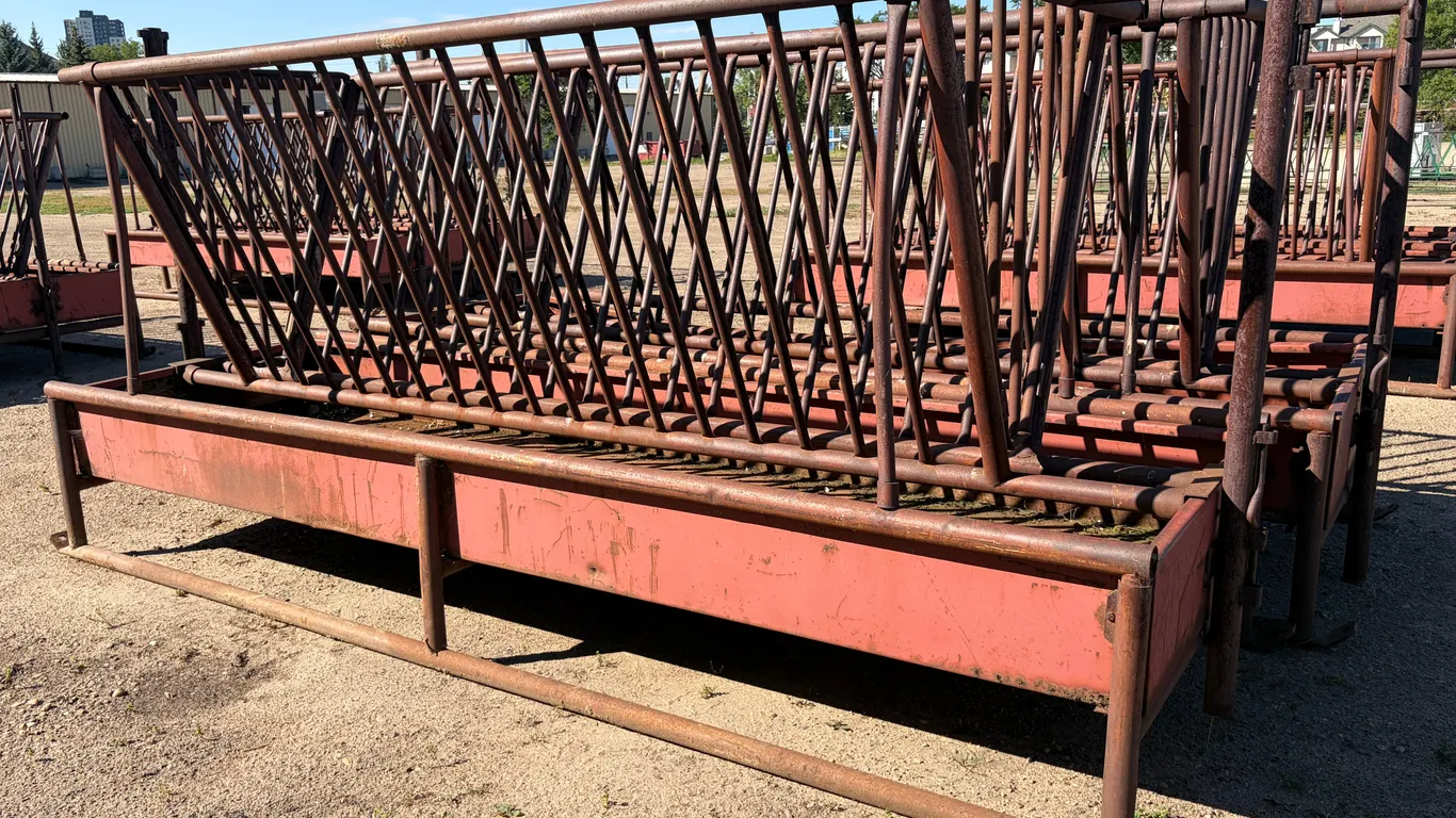(2) 12' X 4' HEAVY-DUTY STEEL V-RACK LIVESTOCK FEEDERS