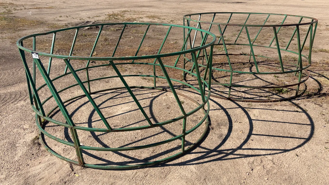 (2) 8' ROUND BALE LIVESTOCK FEEDERS