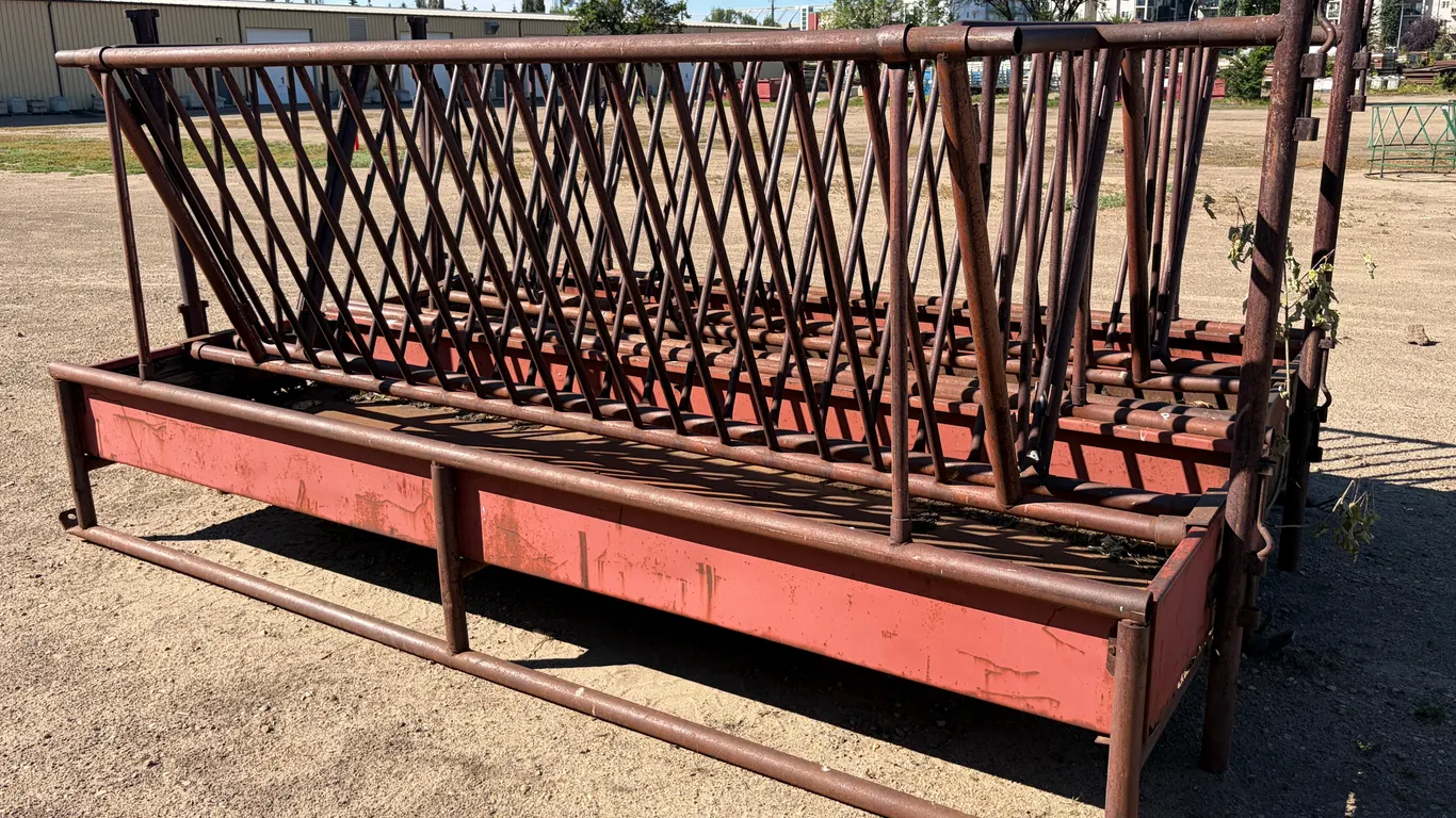 (2) 12' X 4' HEAVY-DUTY STEEL V-RACK LIVESTOCK FEEDERS