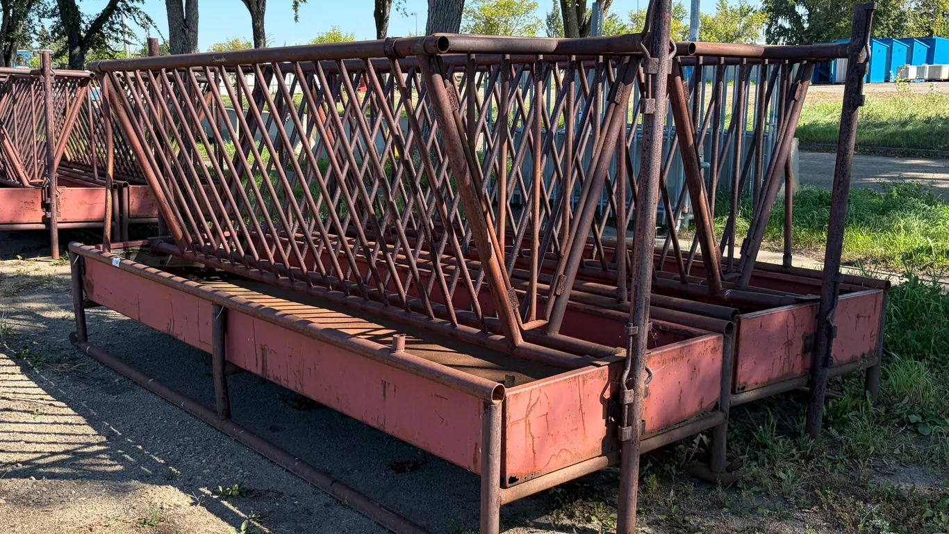 (2) 12' X 4' HEAVY-DUTY STEEL V-RACK LIVESTOCK FEEDERS