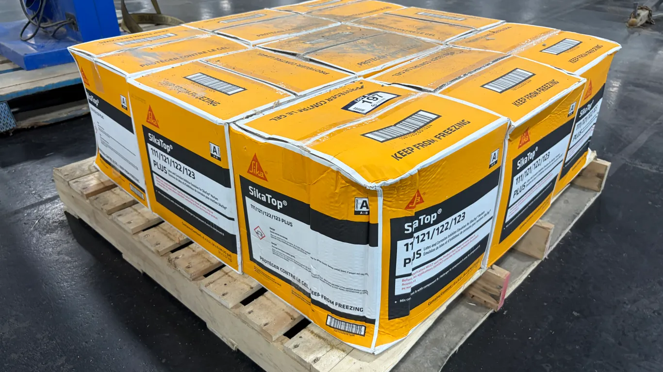 PALLET OF (9) CASES OF SIKATOP 111/121/122/123 PLUS COMPONENT A LATEX & CORROSION INHIBITOR - 4 X 3.