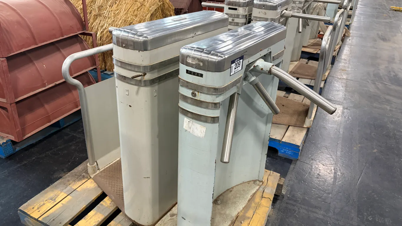 (2) PEREY TRIPOD TURNSTILES FROM EDMONTON GARDENS