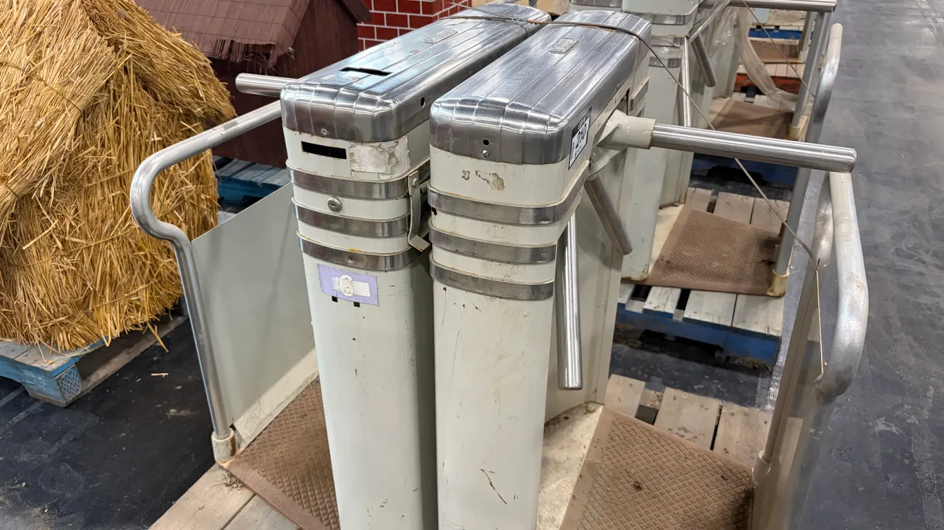 (2) PEREY TRIPOD TURNSTILES FROM EDMONTON GARDENS