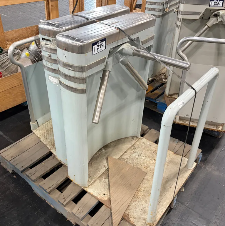 (2) PEREY TRIPOD TURNSTILES FROM EDMONTON GARDENS