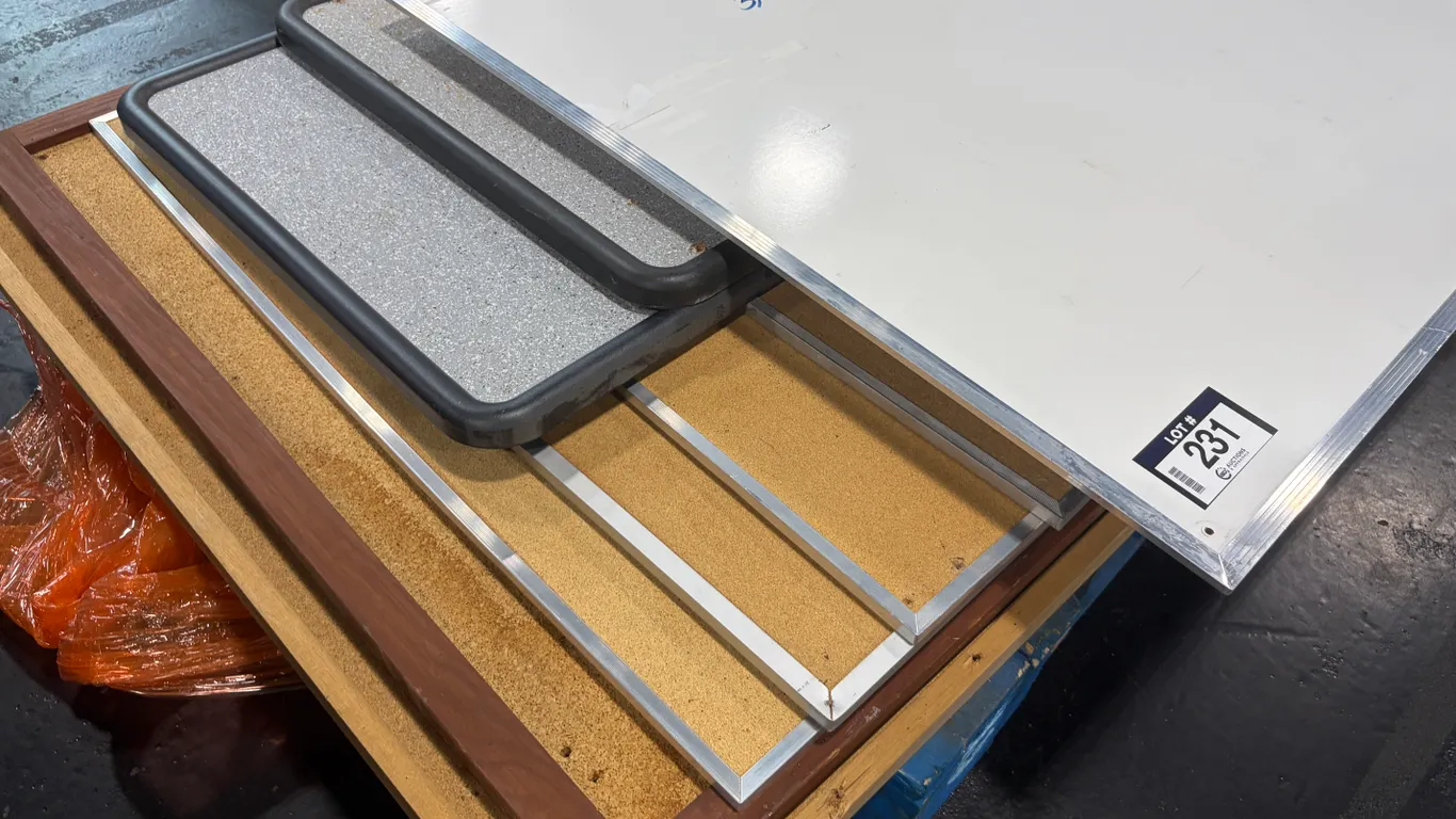 PALLET OF ASSORTED DRY-ERASE WHITEBOARDS & CORKBOARDS
