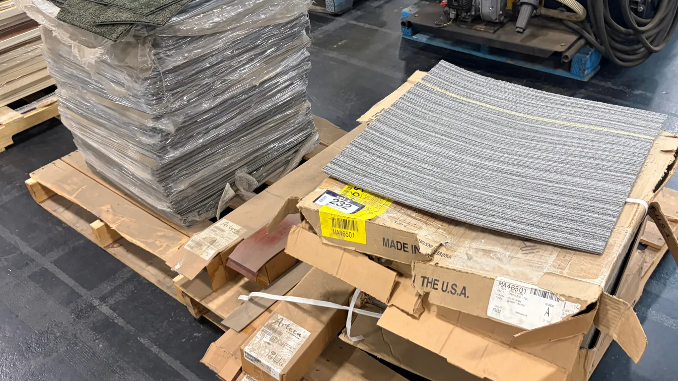 PALLETS OF ASSORTED COMMERCIAL CARPET TILES
