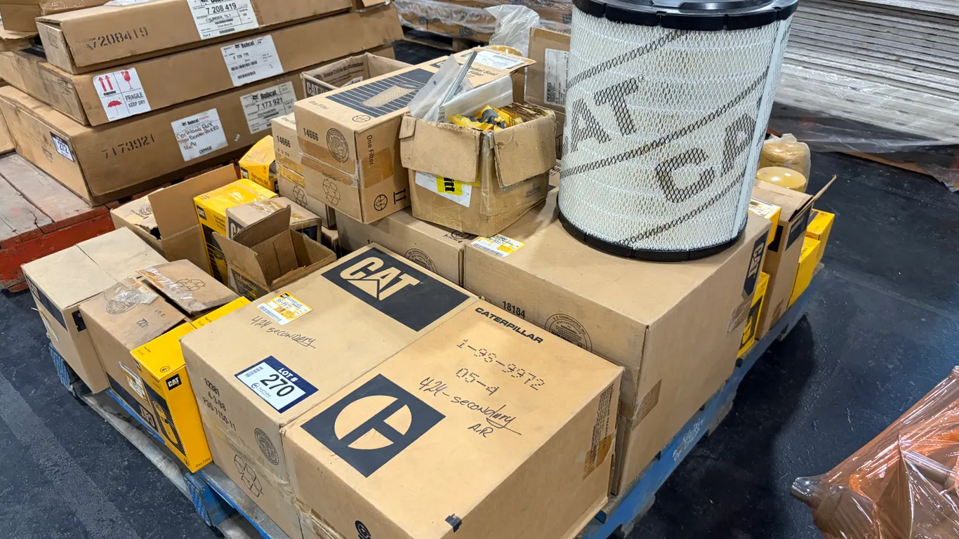 PALLET OF ASSORTED CATERPILLAR PARTS, FILTERS & COMPONENTS